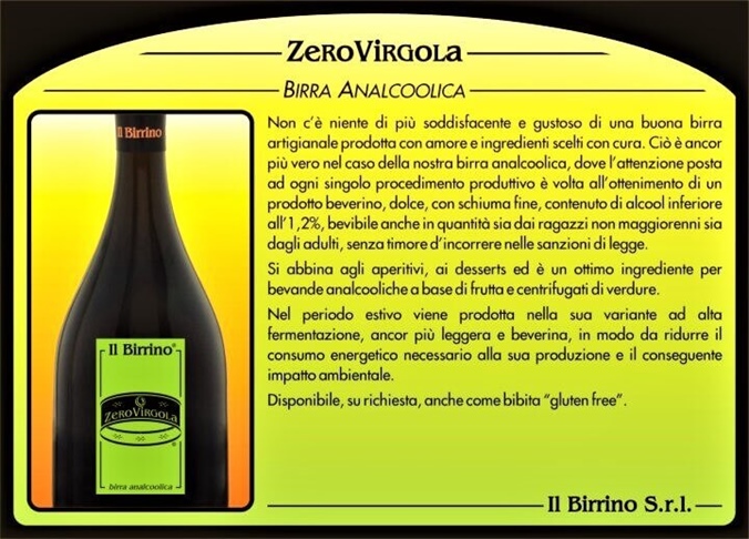 Birrificio Biologico Il Birrino Brugherio Monza Brianza MB Lombardia Italia Birra Zero Virgola Analcolica